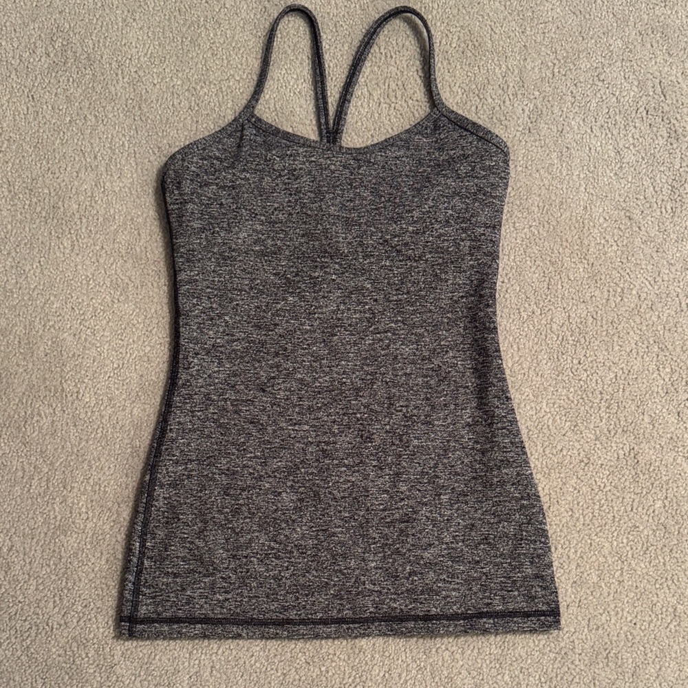 Lululemon Athletica Power Flow Y Top Heather Gray/Black 4
